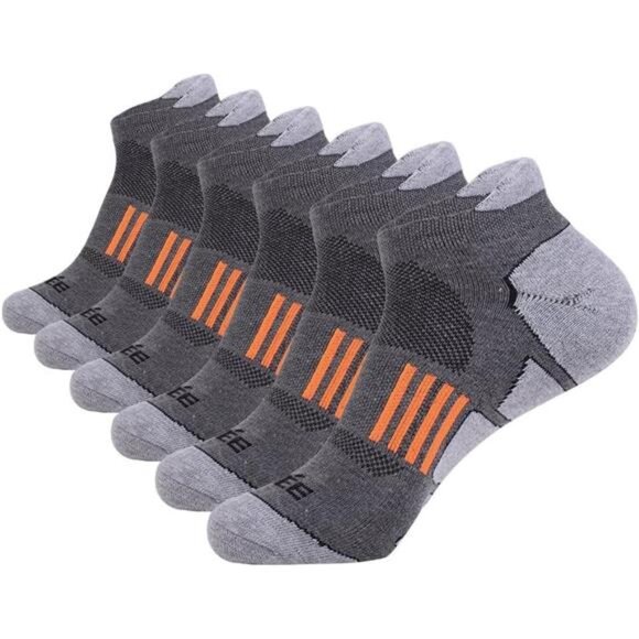 Mens Athletic No Show Socks 6 Pack Cushioned Low Cut Running Sports Ankle Socks - Picture 1 of 7